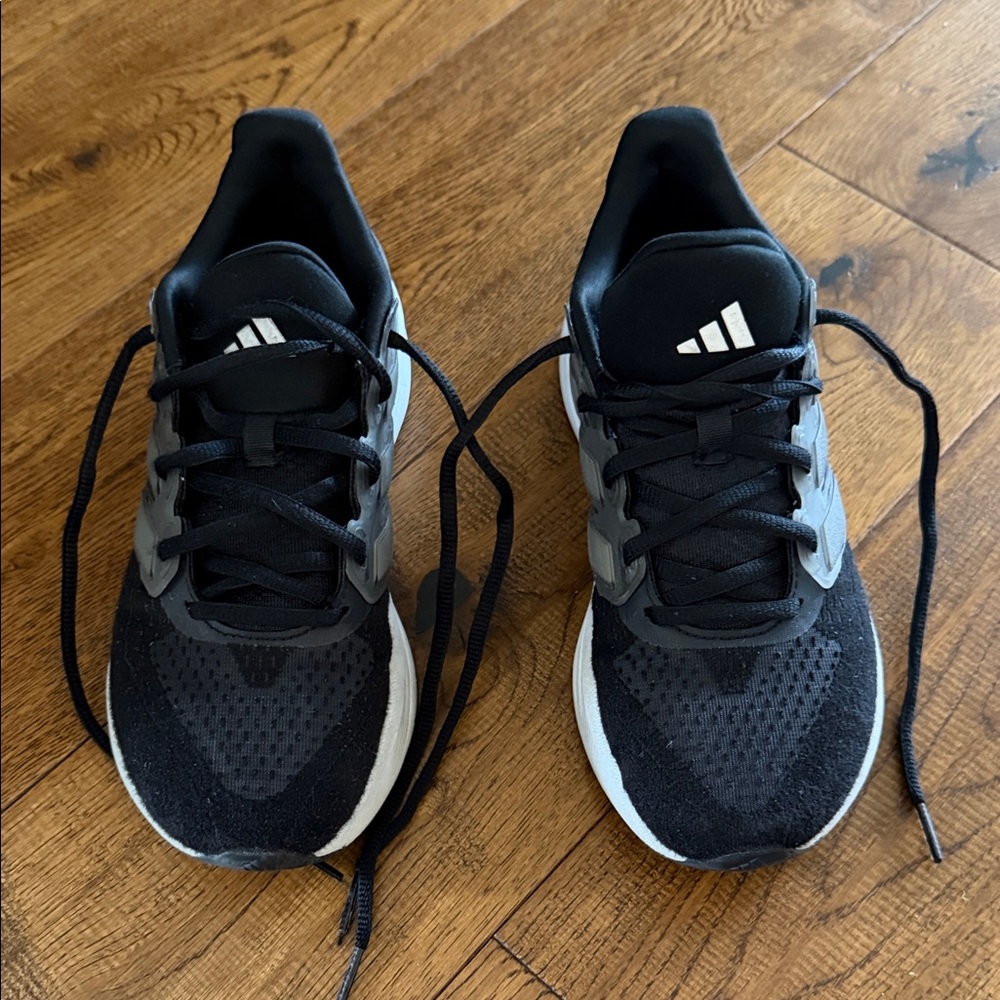 Adidas Boys Black and Gray Athletic Shoes